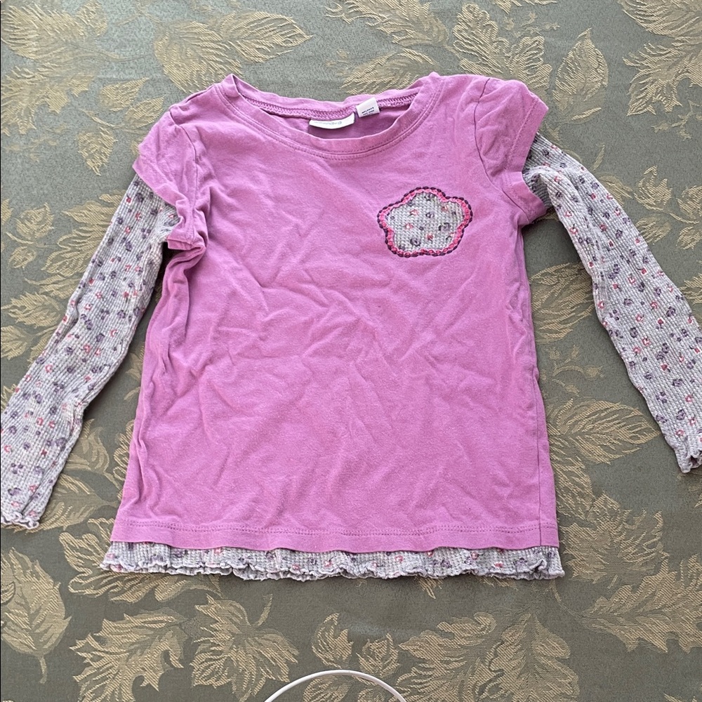 Greendog Pink and Gray Long Sleeve Kids Tee